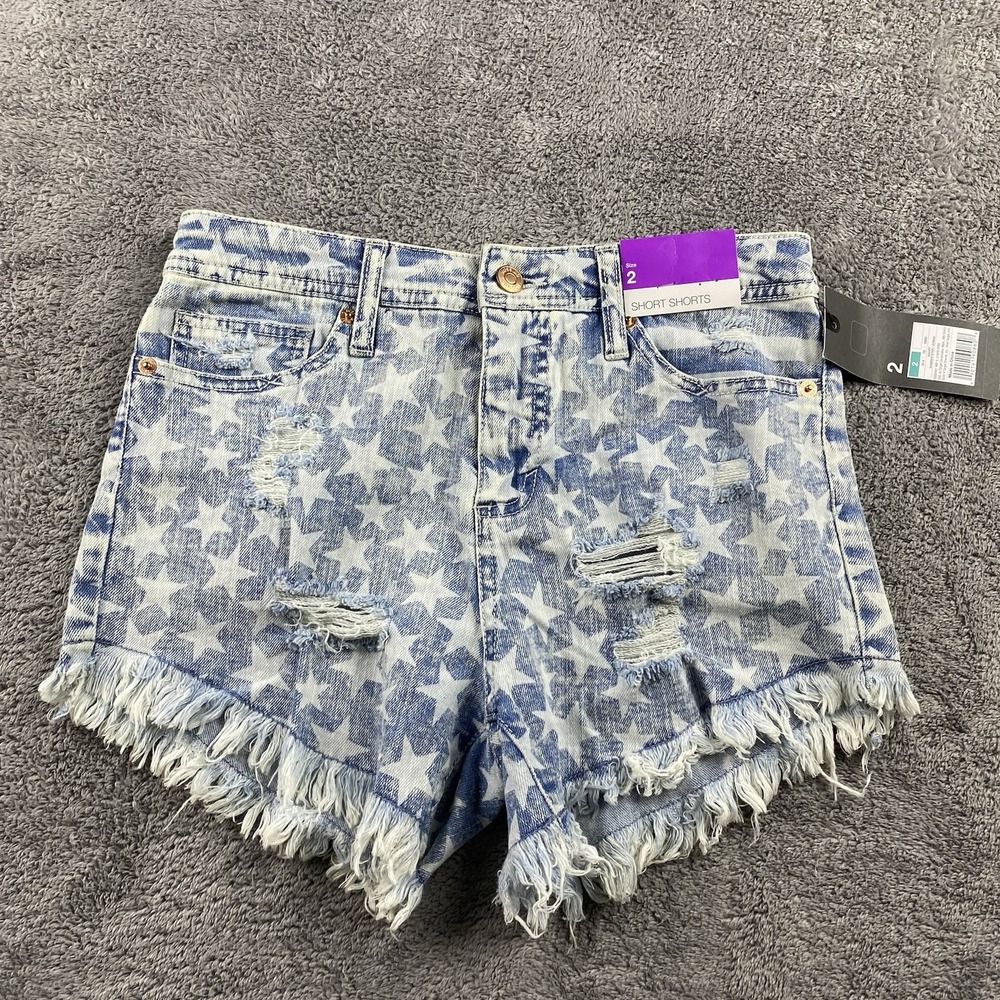 Mossimo Denim High Rise Short‎ Shorts Womens 2/26 Blue American Flag